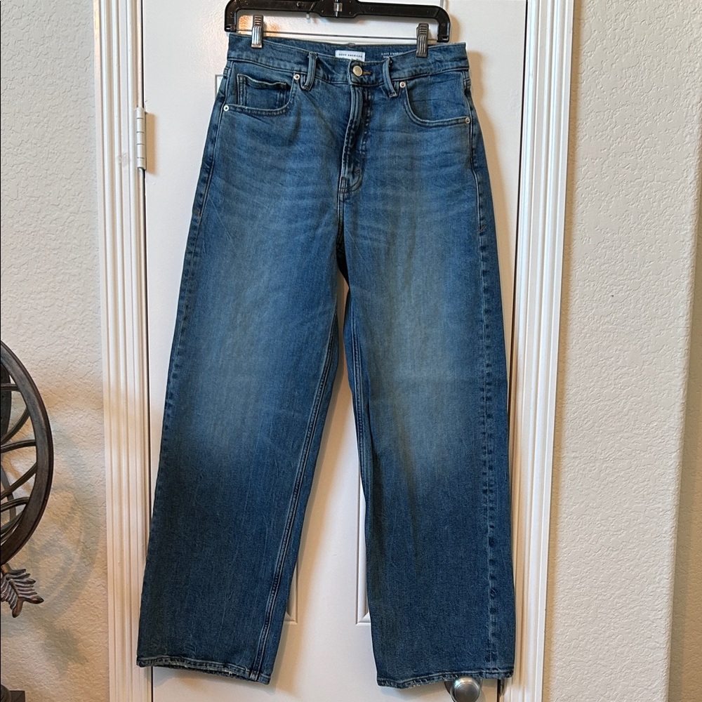 Good American Good Barrel Straight Leg Jeans Size 26 Medium Wash High Rise